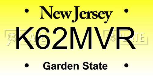 K62MVR New Jersey License Plate