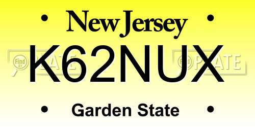 K62NUX New Jersey License Plate