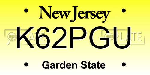 K62PGU New Jersey License Plate