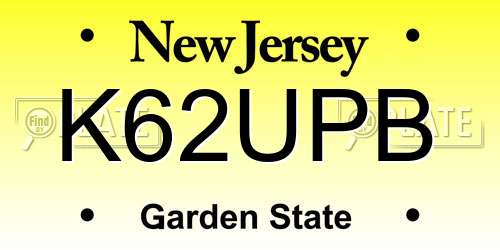 K62UPB New Jersey License Plate