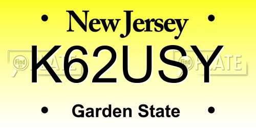 K62USY New Jersey License Plate