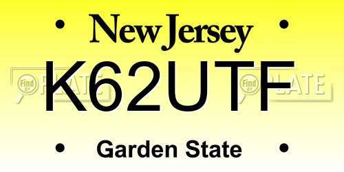 K62UTF New Jersey License Plate