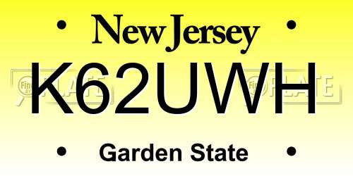 K62UWH New Jersey License Plate