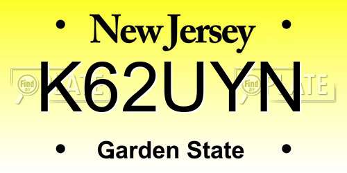 K62UYN New Jersey License Plate