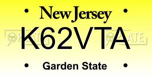 K62VTA New Jersey License Plate