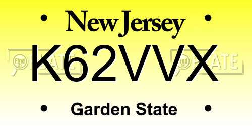 K62VVX New Jersey License Plate