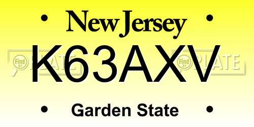 K63AXV New Jersey License Plate