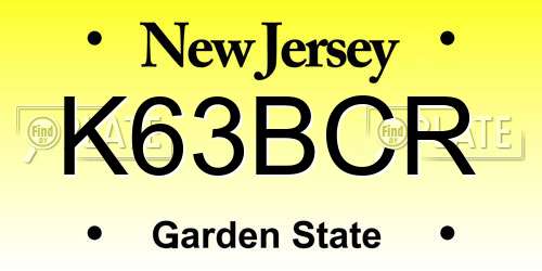 K63BCR New Jersey License Plate