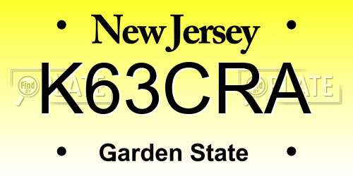K63CRA New Jersey License Plate