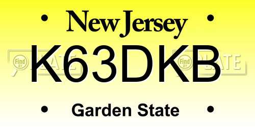 K63DKB New Jersey License Plate