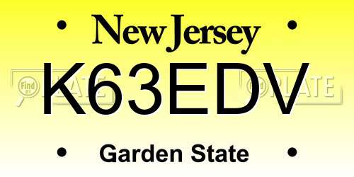 K63EDV New Jersey License Plate