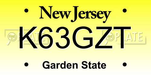 K63GZT New Jersey License Plate