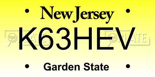 K63HEV New Jersey License Plate