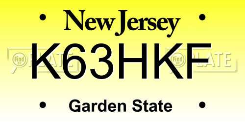 K63HKF New Jersey License Plate