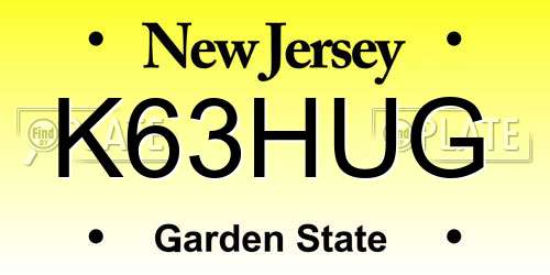 K63HUG New Jersey License Plate