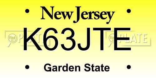 K63JTE New Jersey License Plate