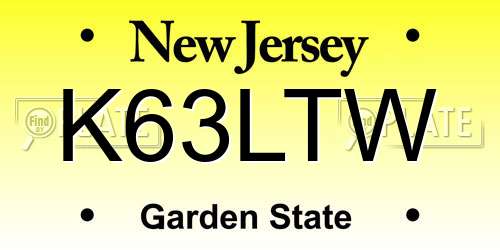 K63LTW New Jersey License Plate