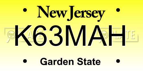 K63MAH New Jersey License Plate
