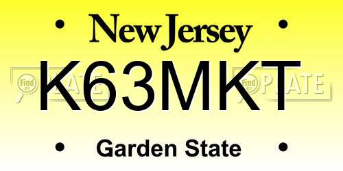 K63MKT New Jersey License Plate