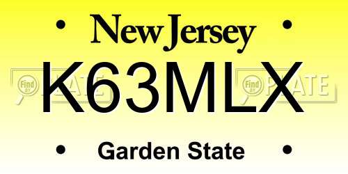 K63MLX New Jersey License Plate