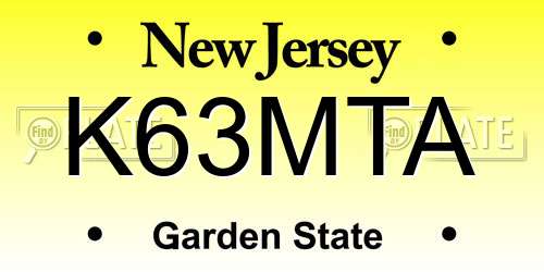 K63MTA New Jersey License Plate