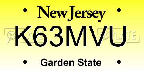K63MVU New Jersey License Plate