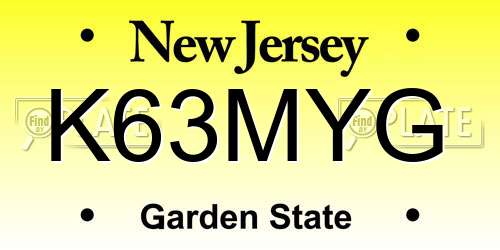 K63MYG New Jersey License Plate