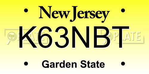 K63NBT New Jersey License Plate