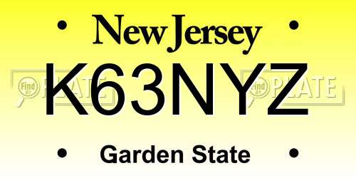 K63NYZ New Jersey License Plate