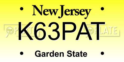 K63PAT New Jersey License Plate
