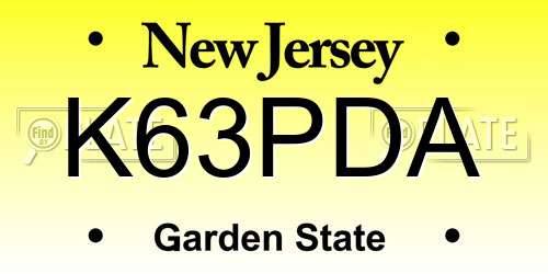 K63PDA New Jersey License Plate