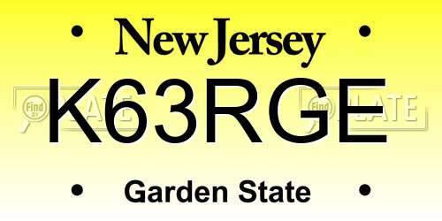 K63RGE New Jersey License Plate