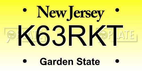 K63RKT New Jersey License Plate