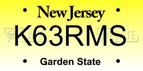 K63RMS New Jersey License Plate