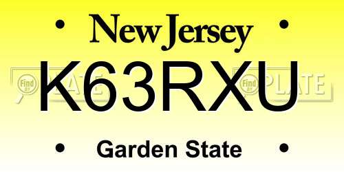 K63RXU New Jersey License Plate