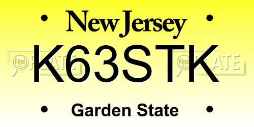 K63STK New Jersey License Plate