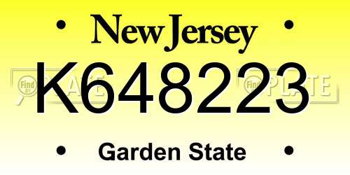 K648223 New Jersey License Plate
