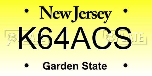 K64ACS New Jersey License Plate