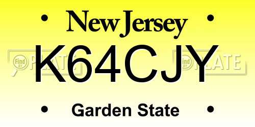 K64CJY New Jersey License Plate