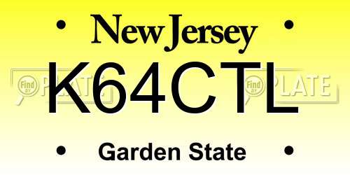 K64CTL New Jersey License Plate