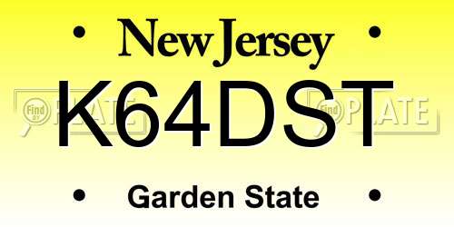 K64DST New Jersey License Plate