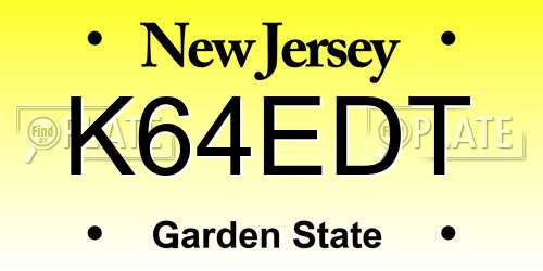 K64EDT New Jersey License Plate