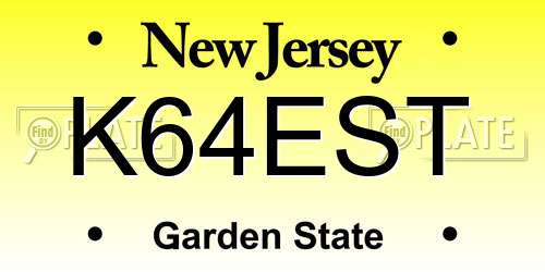 K64EST New Jersey License Plate