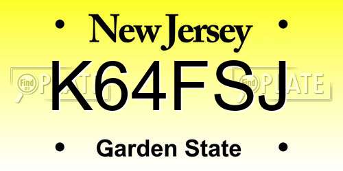 K64FSJ New Jersey License Plate