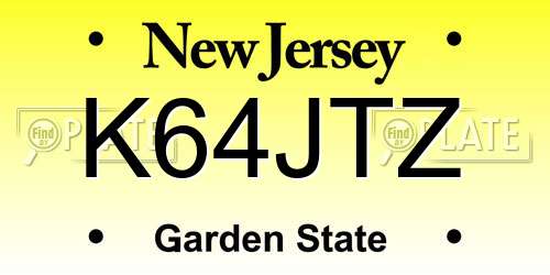 K64JTZ New Jersey License Plate