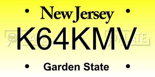 K64KMV New Jersey License Plate