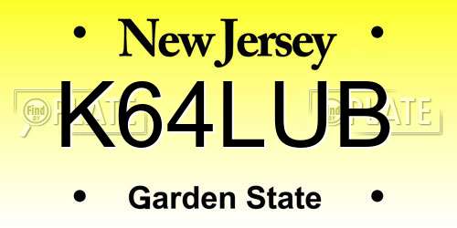 K64LUB New Jersey License Plate