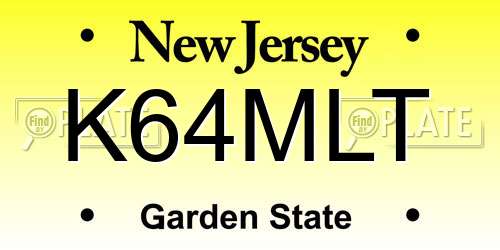 K64MLT New Jersey License Plate