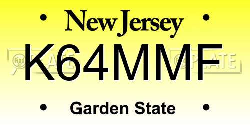 K64MMF New Jersey License Plate