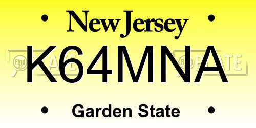 K64MNA New Jersey License Plate